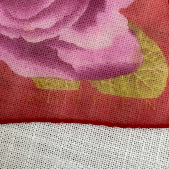 •Anne Klein Silk Chiffon Floral Signed Scarf 15”x60” - Picture 6 of 8